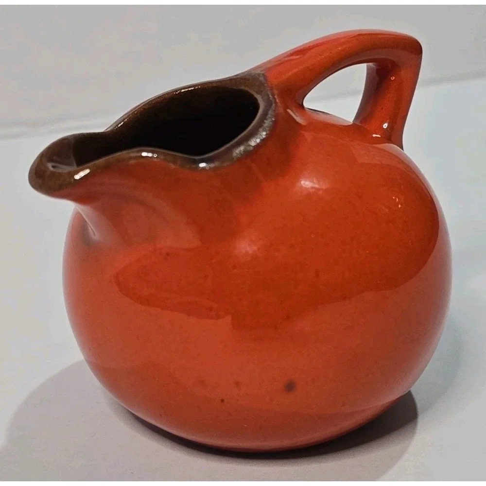 RARE Find Vintage Frankoma Pottery Red Mini Ball Creamer Pitcher #553
